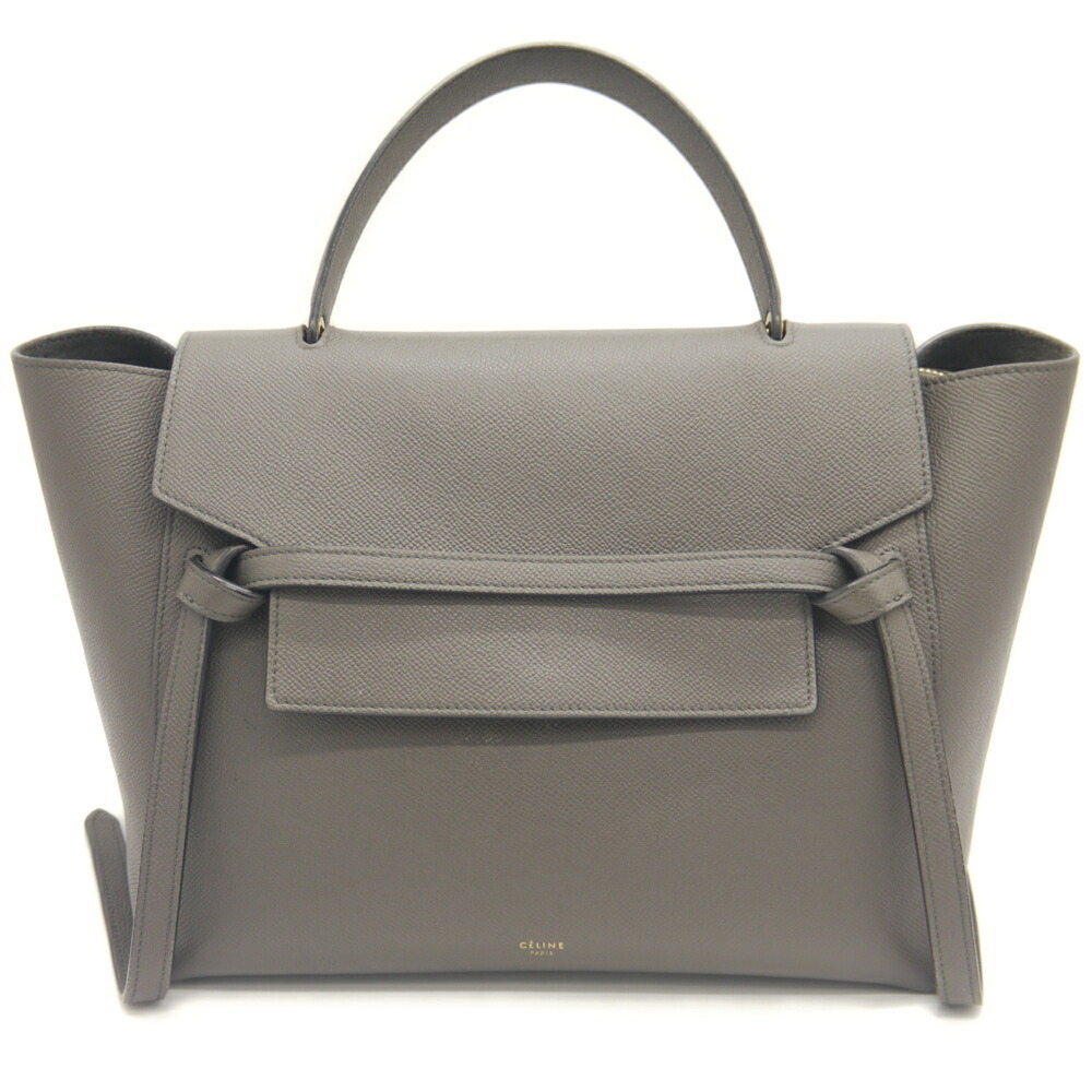 CELINE Belt Bag Mini Handbag Shoulder Leather Gray